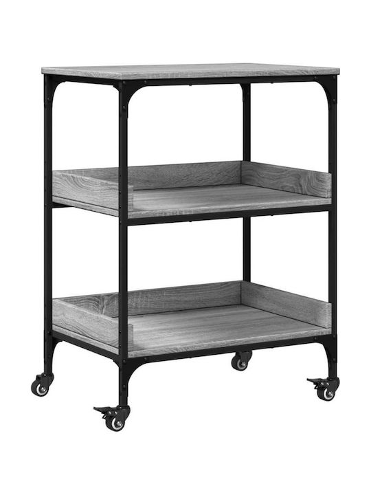 vidaXL Wooden Kitchen Trolley 3 Tiers Gray 60x41x80.5cm