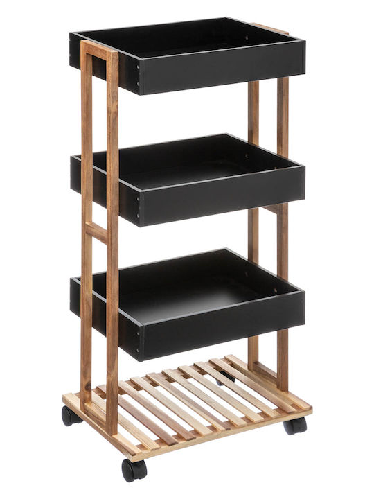 Wooden Kitchen Trolley 4 Tiers Black 40x30x88cm
