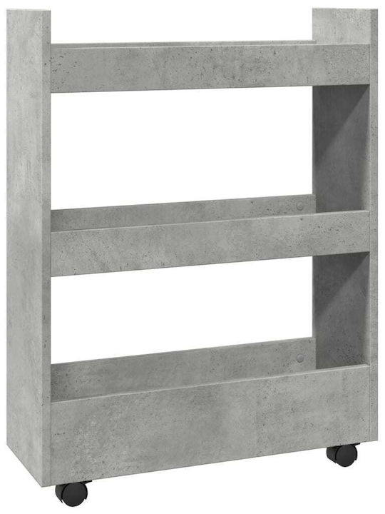 vidaXL Кухненско Тролей Дървено 3 Позиции Сив 60x22x80см