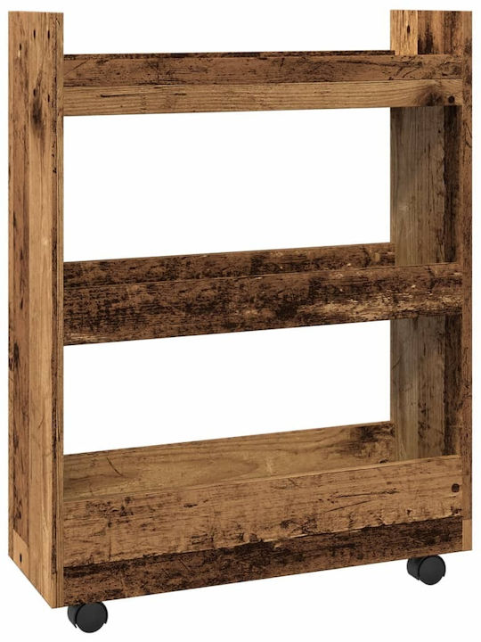 vidaXL Wooden Kitchen Trolley 3 Tiers Brown 60x22x80cm