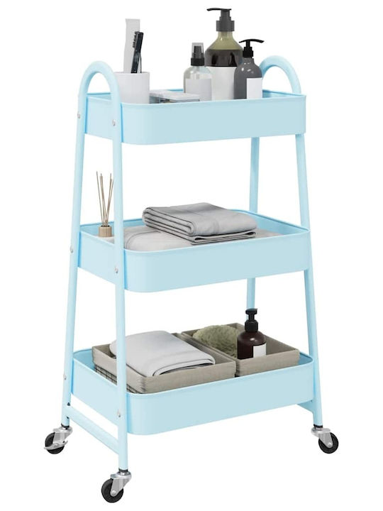 vidaXL Metallic Kitchen Trolley 3 Tiers Blue 42x41.5x77cm