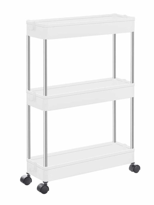 Metallisches Küchenwagen Mit 3 Ebenen Weiß 40x26x56cm