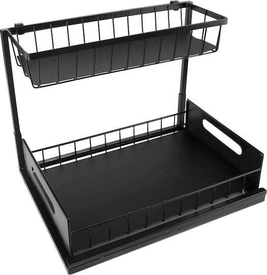 Cheffinger Metal Cupboard Shelf Black