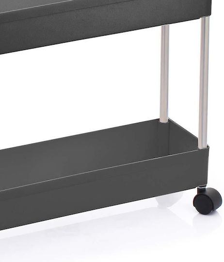Bakaji Troleu De Bucătărie Din Plastic Cu 4 Locuri Negru 40x13.5x85cm