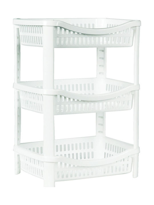 Viomes Kitchen Cart Plastic 3 Tiers White 41x31.5x57cm