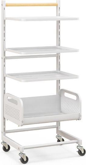 Costway Τρόλεϊ Μεταλλικό 4 Θέσεων Λευκό JZ10246WH