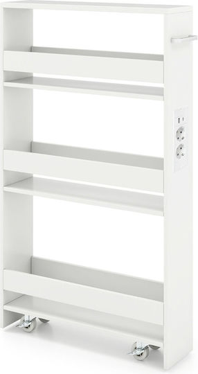 Costway Τρόλεϊ Ξύλινο 5 Θέσεων Λευκό JV11161DE-BB Costway Τρόλεϊ Ξύλινο 5 Θέσεων Λευκό JV11161DE-BB