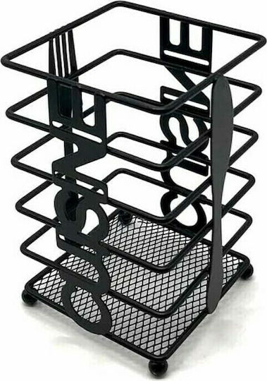 Homestyle Cuisine Suport De Scurgere Pentru Tacâmuri Metalic Negru 10x10x17cm