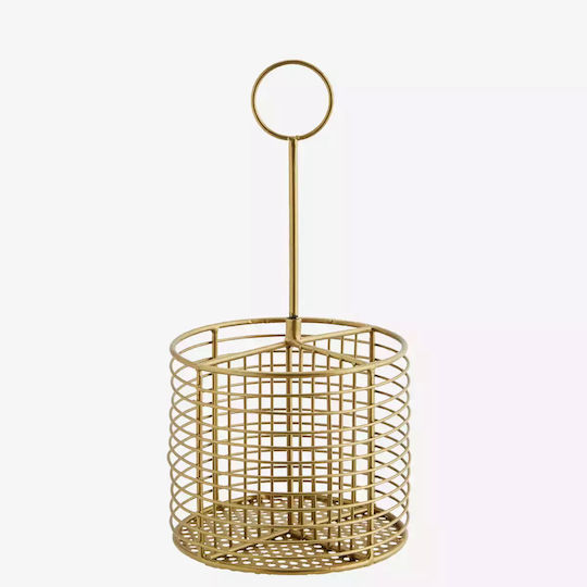 Madam Stoltz Abtropfgestell für Besteck Metallisch Gold 16x16x30cm