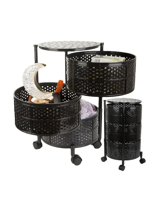 Verk Group Kitchen Cart Metallic 3 Tiers Black 34x34x55cm