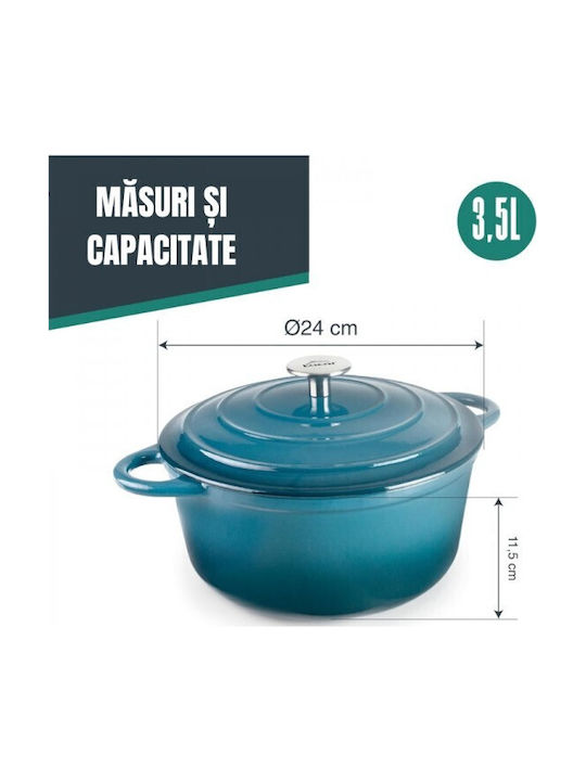 Lacor Deep Cast Iron Pot 3.5lt / 24cm