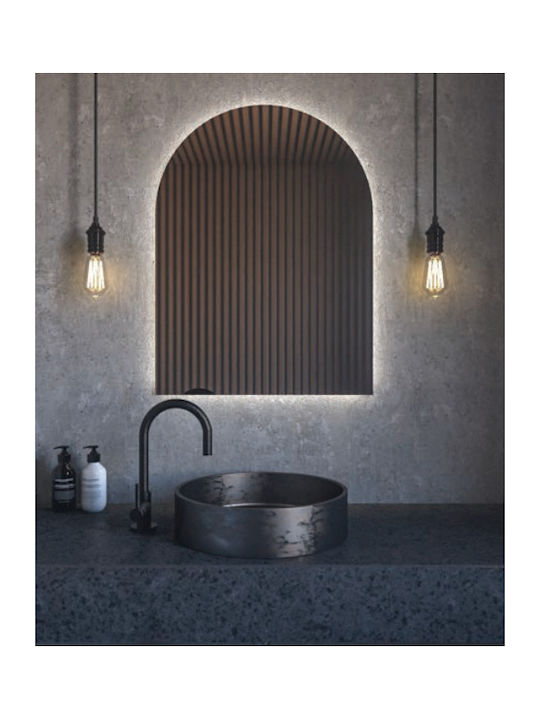 Κρεμαστός Καθρέπτης Iron Arch 60x80 Εκ Led Gold Mat Χρυσό