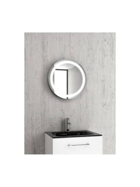 Karag Oglindă de Baie Rotundă Lumini LED din Oțel Inoxidabil 53x53cm