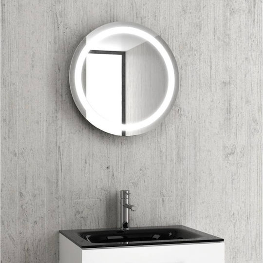 Karag Round Bathroom Mirror Led made of Stainless Steel 53x53cm