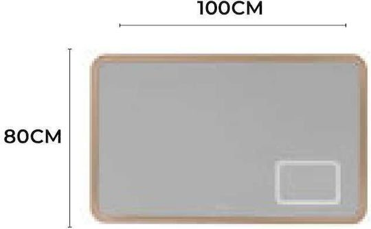 Imex Duomo Magnifying Square Bathroom Mirror Led Touch 100x80cm Pink