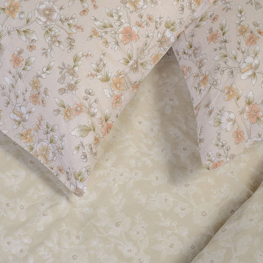 Melinen Cotton Duvet Cover Set 165x245cm Single with Pillowcase Amy Beige