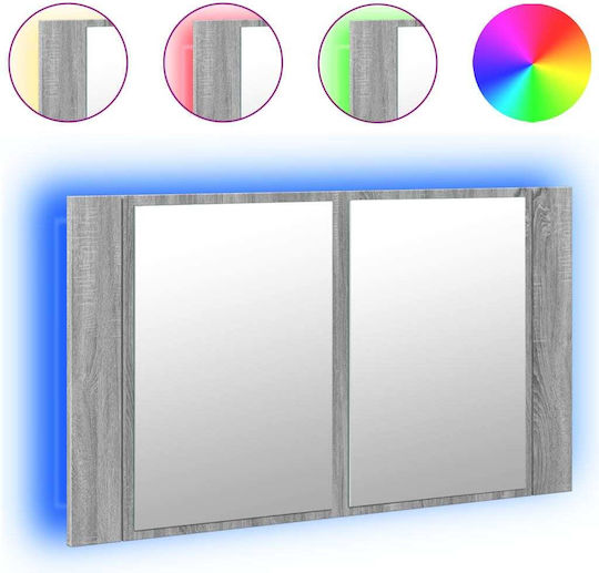 vidaXL Καθρέπτης Led από Πλαστικό με Ράφι & Ντουλάπι vidaXL Καθρέπτης Led από Πλαστικό με Ράφι & Ντουλάπι