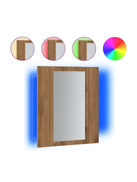 vidaXL Oglindă de Baie Lumini LED din Plastic cu Dulap 40x12cm Maro