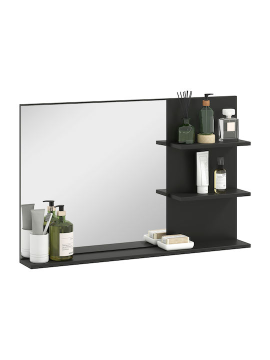 Kleankin Badezimmerspiegel aus MDF mit Regal 75x48cm Schwarz