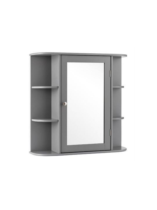 Costway Καθρέπτης Μπάνιου από MDF με Ράφι & Ντουλάπι 66x16.7cm Γκρι