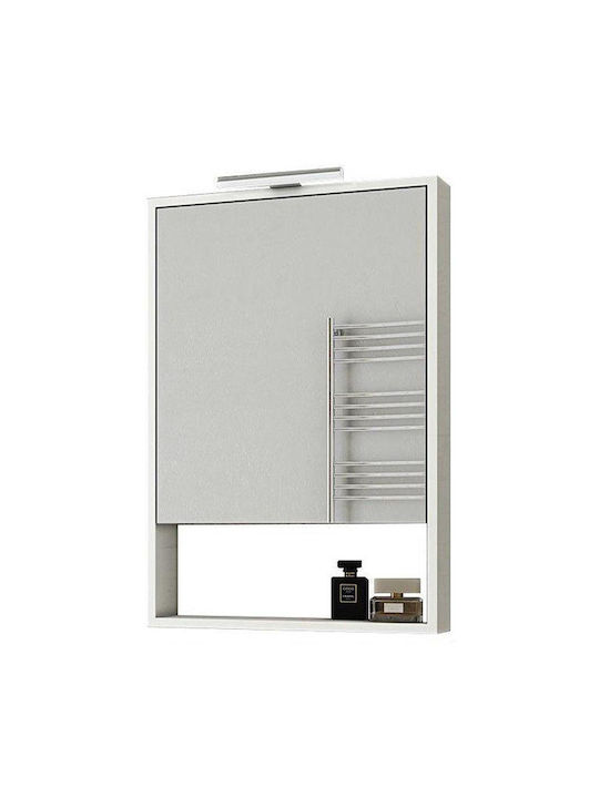 Drop Instinct 55 Rectangular Bathroom Mirror made of Particle Board with Shelf & Cabinet 48x70cm White
