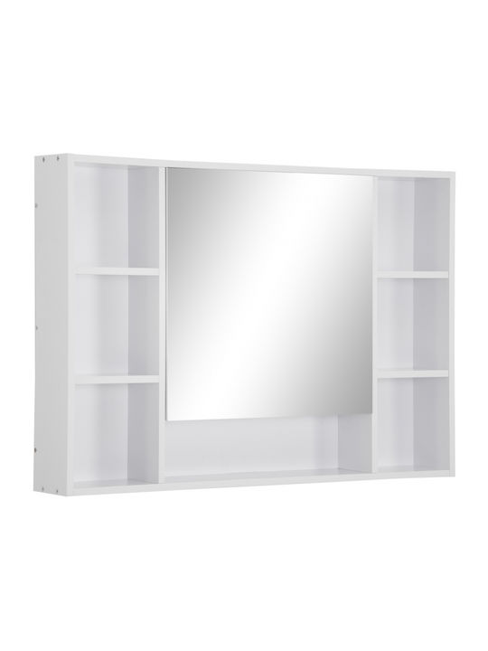 Kleankin Rechteckiger Badezimmerspiegel aus MDF mit Regal 100x15cm Weiß