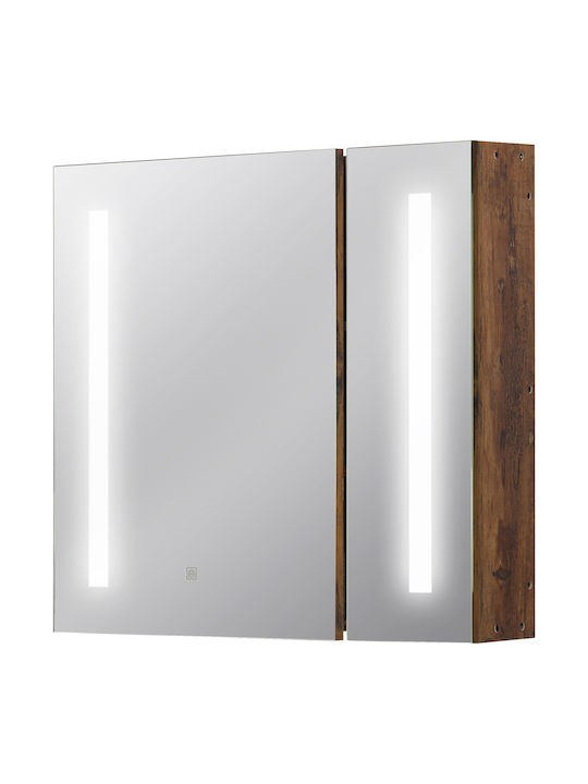 Kleankin Bathroom Mirror Led made of Particle Board with Shelf 70x15cm Brown