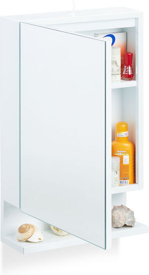 Relaxdays 10024625 Badezimmerspiegel mit Schrank 50x35cm Weiß