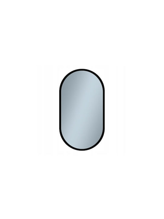 Oval Bathroom Mirror Led made of Metal 50x90cm Black