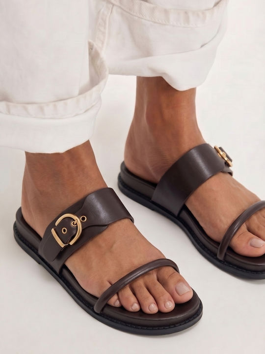 Damen Flatforms Braune Sandalen