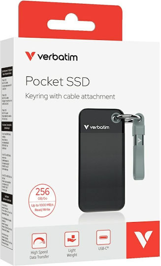 Verbatim Pocket USB 3.2 Externe Festplatten 256GB M.2 Schwarz / Grau