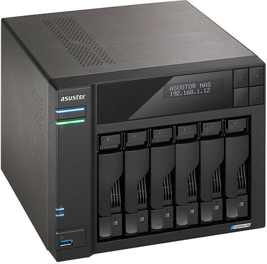 Asustor Lockerstor 6 Gen2 (AS6706T V2) NAS Tower με 6 θέσεις για HDD/M.2/SSD και 2 θύρες Ethernet