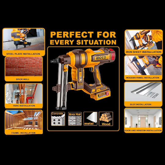 Ingco Battery Staple Gun 20V 2x4Ah for Nails