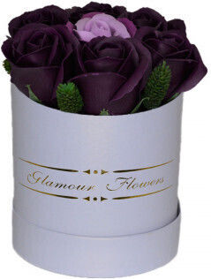 Aranjament Floral Glamour Floare Cutie Rotundă 7 Trandafiri Săpun Aranjament Floral Glamour Floare Cutie Rotundă 7 Trandafiri Săpun