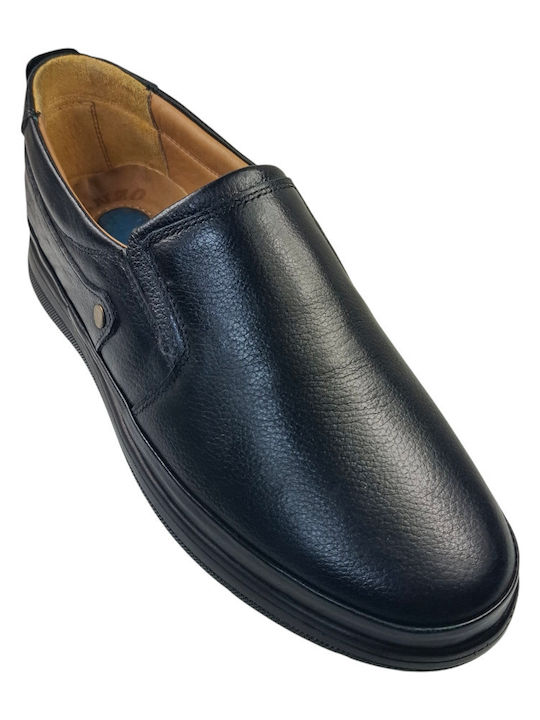 Anatomische Leder Herren Slip-Ons Schwarz renzo-mastro-uomo-605-01-Black