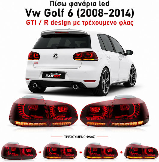 Rücklichter Led VW Golf 6 2008-2014 Gti R Design Lauflicht Rote Satz 2 Stück