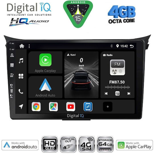 Digital IQ Ηχοσύστημα Αυτοκινήτου για Hyundai i30 2007-2012 με A/C (Bluetooth/USB/WiFi/GPS/Apple-Carplay/Android-Auto) με Οθόνη Αφής 9"