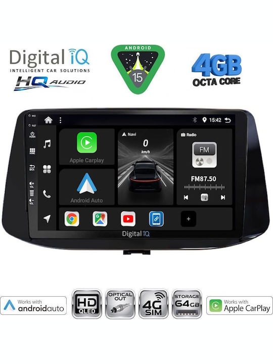 Digital IQ Auto-Audiosystem Für Hyundai i30 2007-2012 Mit A/C Bluetooth USB Eingebautes Wi-Fi GPS Apple CarPlay Android Auto Mit Touchscreen 9 Zoll