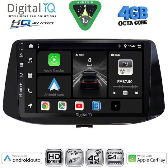 Digital IQ Ηχοσύστημα Αυτοκινήτου για Hyundai i30 2007-2012 με A/C (Bluetooth/USB/WiFi/GPS/Apple-Carplay/Android-Auto) με Οθόνη Αφής 9"