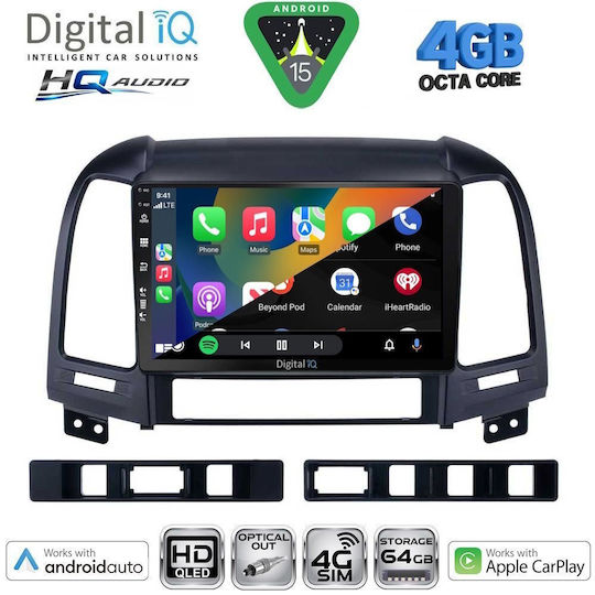 Digital IQ Car Audio System for Hyundai Santa Fe 2005-2013 Bluetooth USB WiFi GPS Apple CarPlay Android Auto with 9" Touch Screen