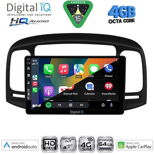 Digital IQ Car Audio System for Hyundai Accent 2005-2012 (Bluetooth/USB/WiFi/GPS/Apple CarPlay/Android Auto) with 9" Touch Screen