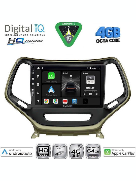 Digital IQ Car Audio System for Jeep Cherokee / Liberty 2007-2014 (Bluetooth/USB/WiFi/GPS/Apple CarPlay/Android Auto) with 10" Touch Screen