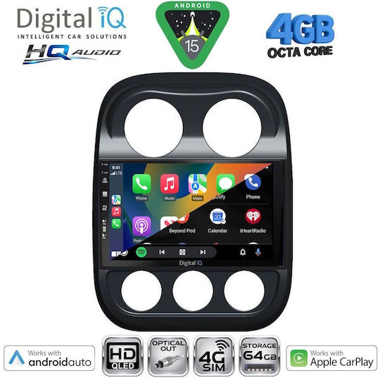 Digital IQ Car Audio System for Jeep Compass / Patriot 2007-2016 (Bluetooth/USB/WiFi/GPS/Apple CarPlay/Android Auto) with 10" Touch Screen