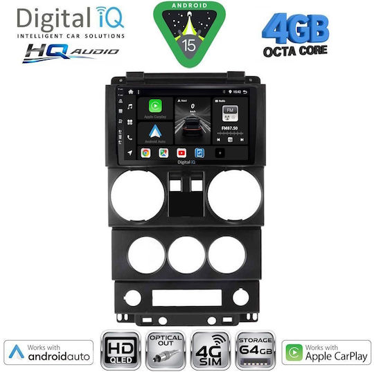 Digital IQ Car Audio System for Jeep Renegade 2014 with Touch Screen 9" Digital IQ BXK 19290 CPAA Bluetooth USB Wi-Fi GPS Apple CarPlay Android Auto