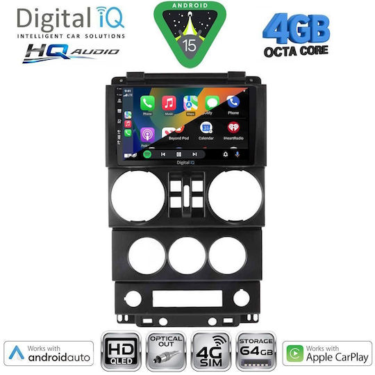 Digital IQ Car Audio System for Jeep Wrangler 2006-2011 Bluetooth USB WiFi GPS Apple CarPlay Android Auto with 9" Touch Screen
