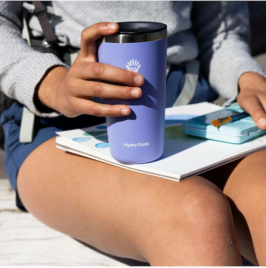 Hydro Flask All Around Handled Tumbler Θερμός Ανοξείδωτο 473ml Capri Blue με Καλαμάκι και Λαβή