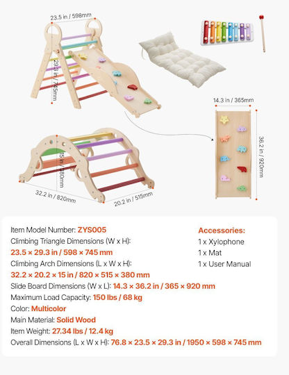 Vevor Climbing Triangle with Tunnel Multicolour
