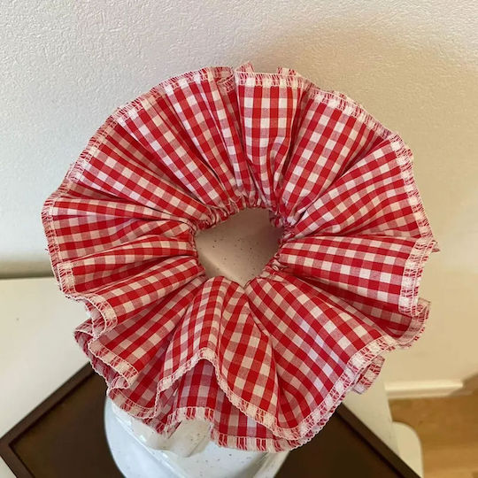 Scrunchy Maxi Haargummi In Vichy Samt Vintage Rote