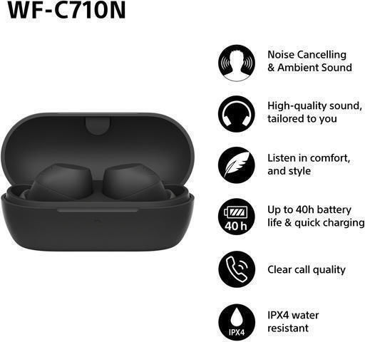 Sony WF-C710N In-ear Bluetooth Handsfree Earphones with Sweat Resistance and Charging Case Black