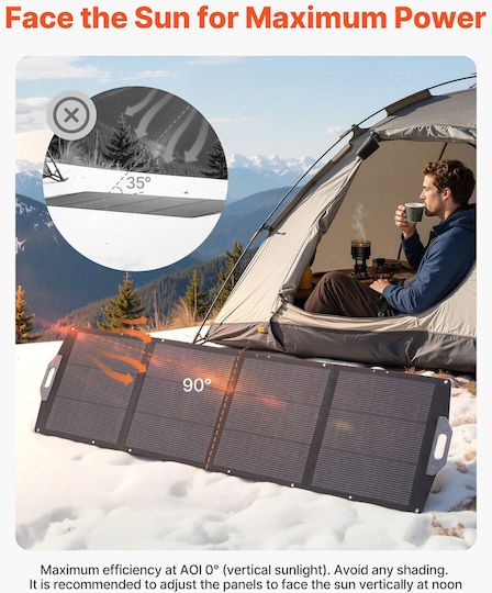 Vevor Panou Solar Pliabil Încărcător 200W Pentru Dispozitive Portabile (BXZDTYNB1200XB0D2001Y3)